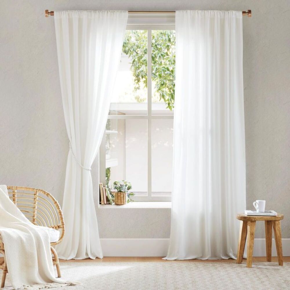Window Curtain Set of 2, One-Way View Privacy Wind Multicolored|White